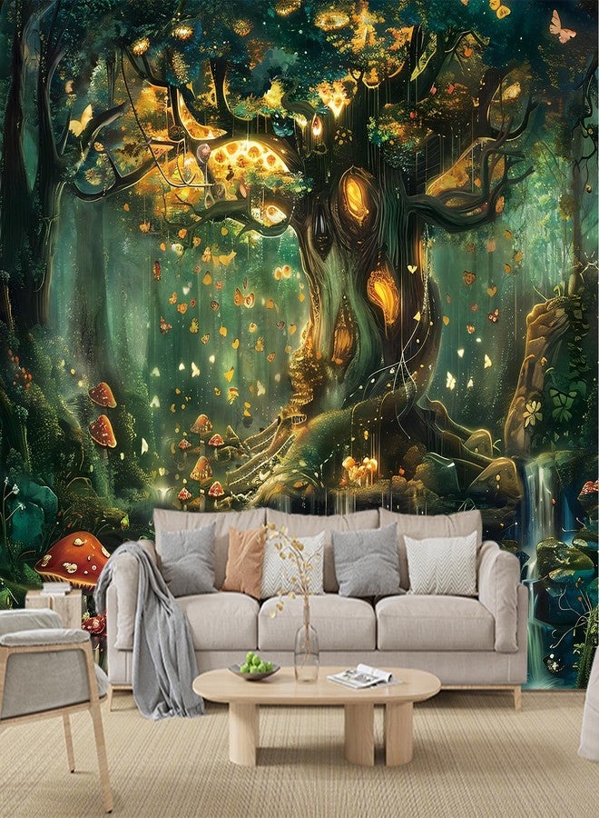 Apdidl Forest Wall Tapestry for Bedroom, Nature Green Tree of Life Tapestries Wall Hanging, Fairy Tales Magical Landscape Backdrop Tapestry for Living Room Dorm Decor (51"X60") - Image 5